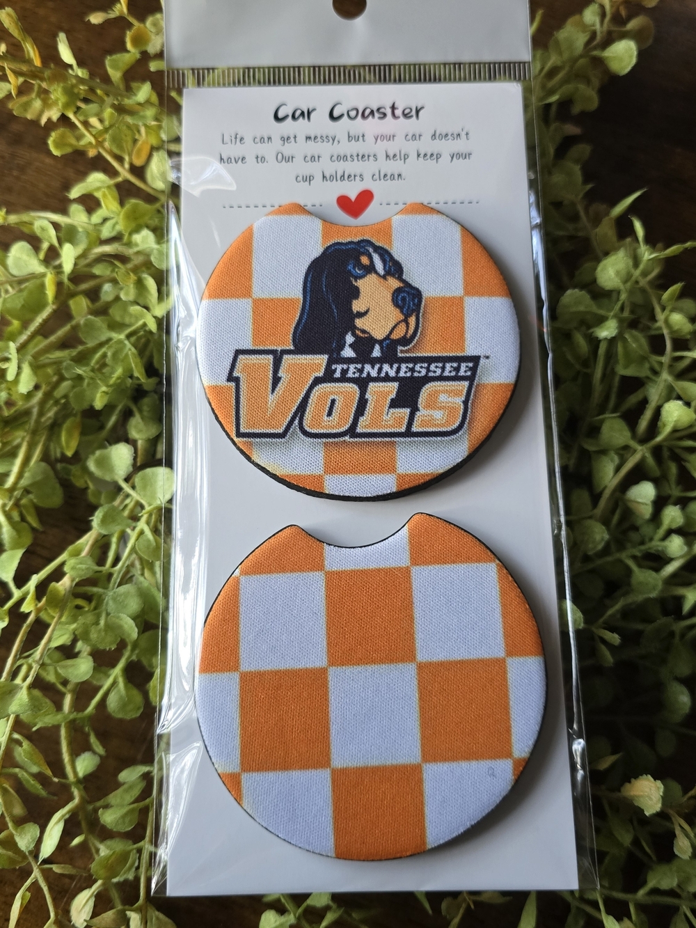 Tennessee Orange Checker Car Coasters